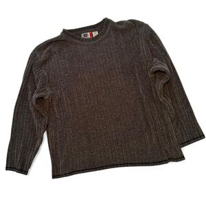 90s 00s Arizona Jeans Co dark gray ribbed academic crewneck metro grunge sweater